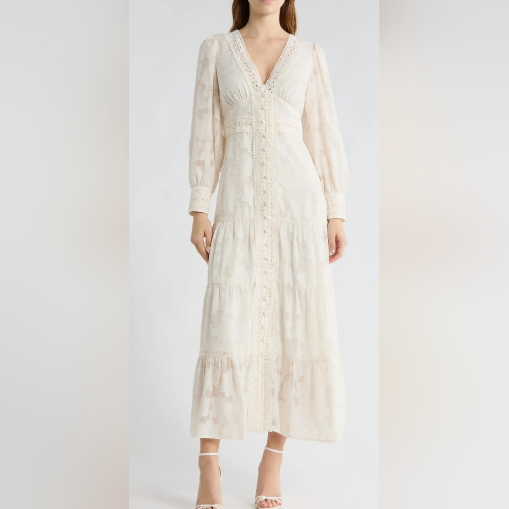 Champagne Lace Midi Dress